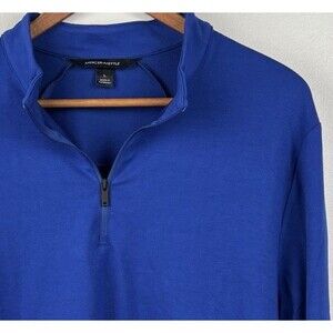 Mercer Mettle Stretch Pullover Mens Large Blue 1/4 Zip Sweatshirt Preppy MM3010